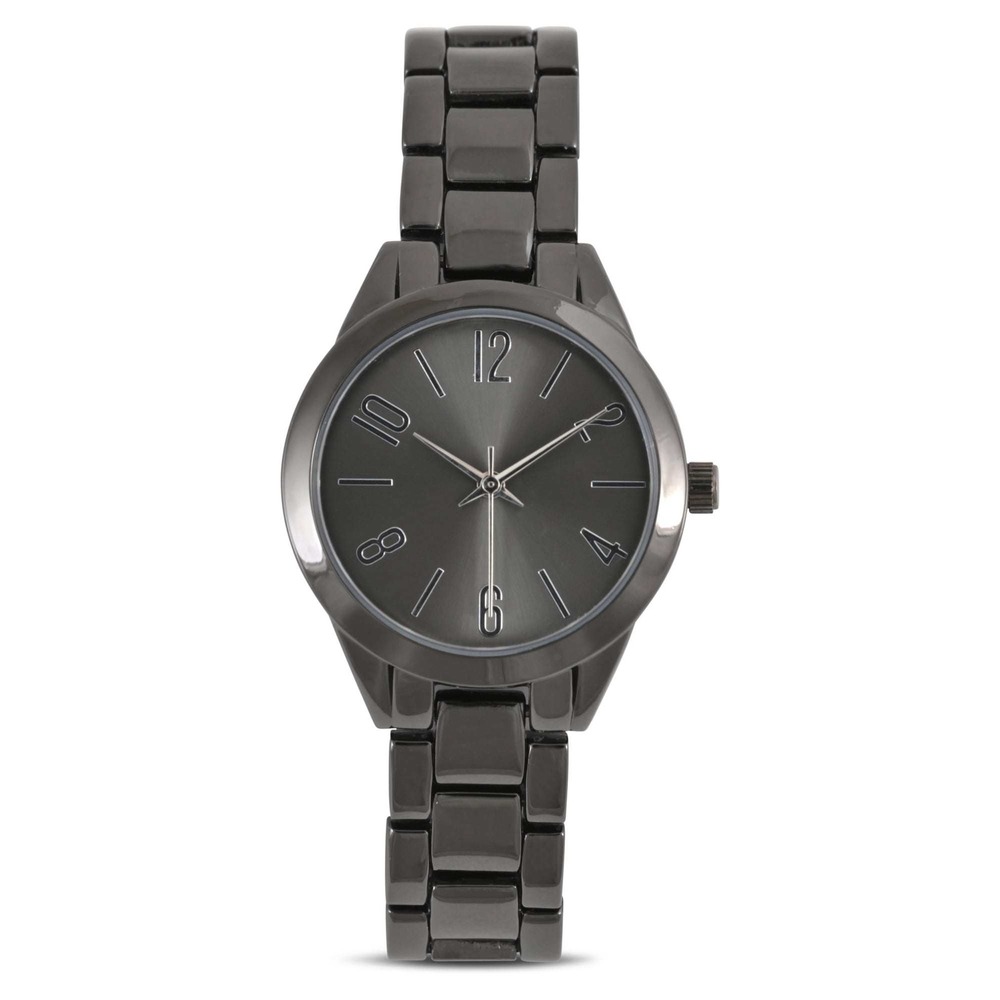 Time and Tru Bracelet Watch Women Gun Metal Silver Arabics 31MM SR626SW